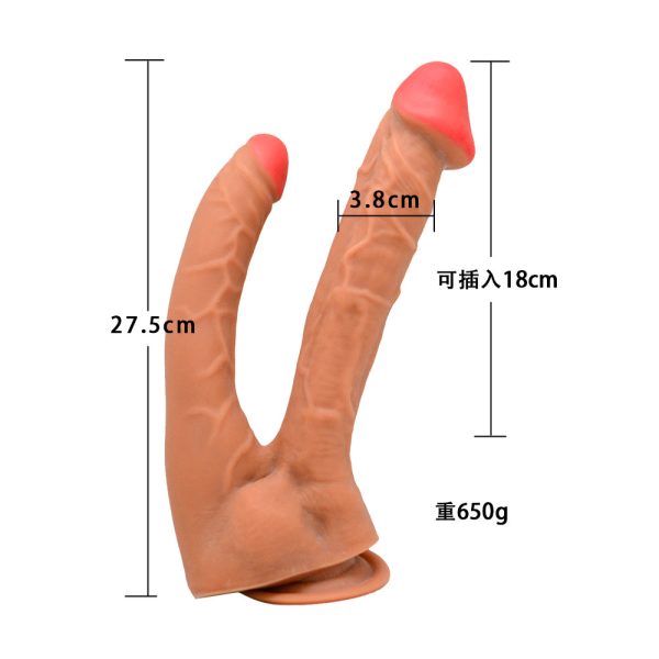 double ended realistic dildo – pvc material, flesh tone, two sizes (26 cm & 17.5 cm)