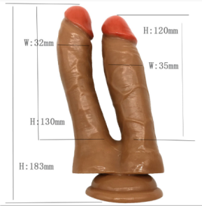 double ended realistic dildo – pvc material, flesh tone, two sizes (26 cm & 17.5 cm)