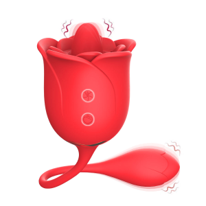 rose vibrator with tongue licking & egg bullet – 10 licking modes + 12 vibration modes, usb rechargeable, ipx5 waterproof silicone